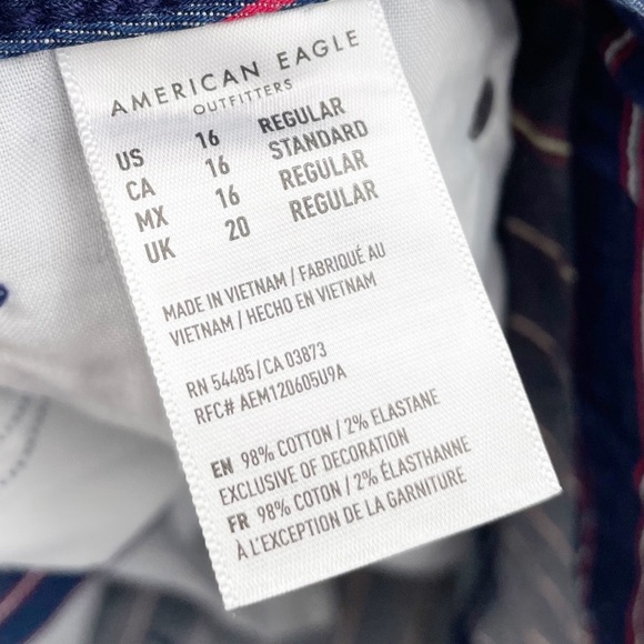 NEW American Eagle Super Stretch Hi-Rise Denim Mini Skirt Retro Stripe Size 16 - Picture 8 of 10